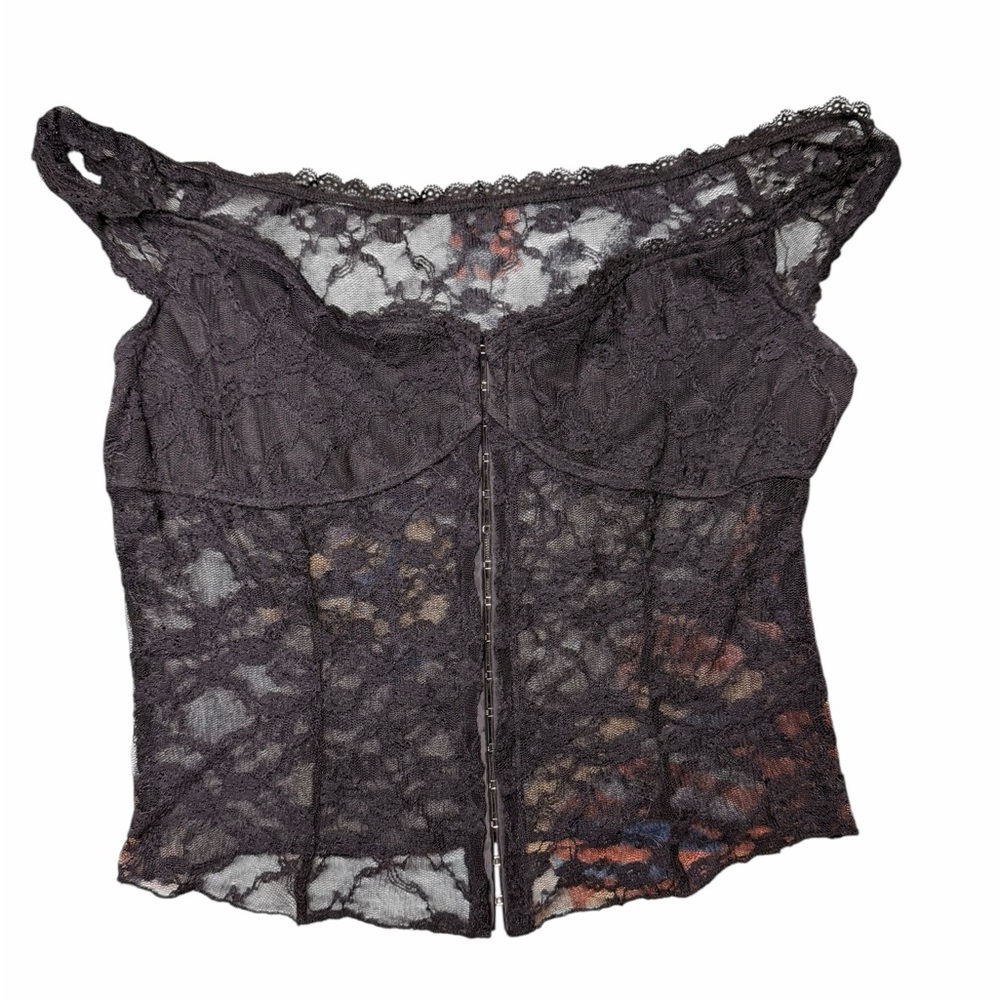 Hook and Eye Lace Chemise in Black